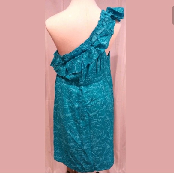 Lane Bryant Dress Blue One Shoulder Leaf NWOT - Picture 3 of 4